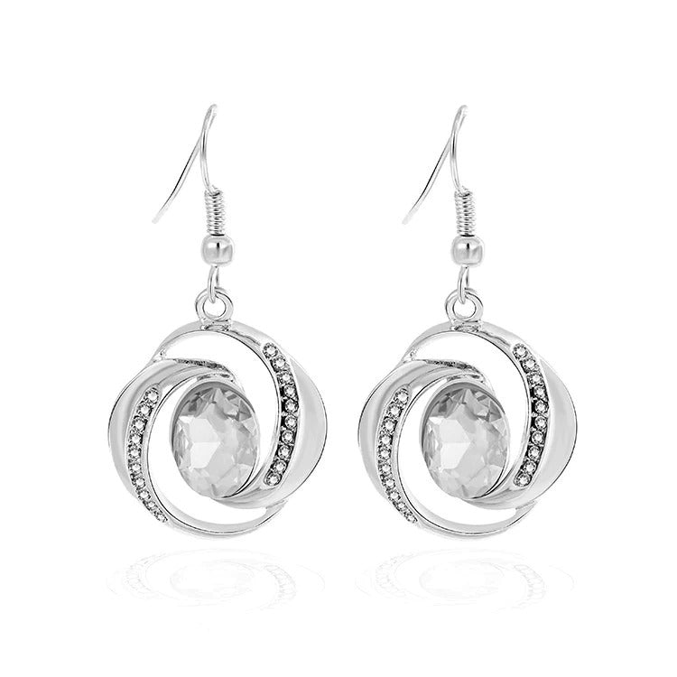 Romantic design women’s jewelry set with silver white crystal stone