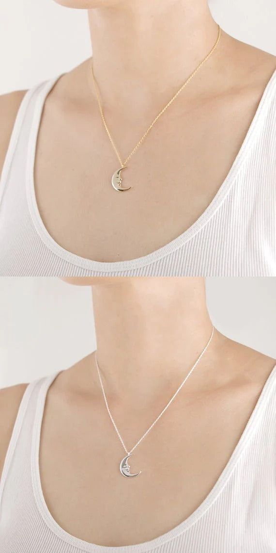 Crescent Moon Silver Necklace