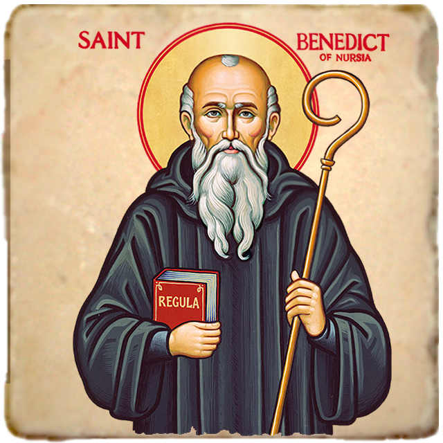 St.Benedict Icon,Men Saints,Marble Icon,Handmade,Prayer gift,Christian Icon