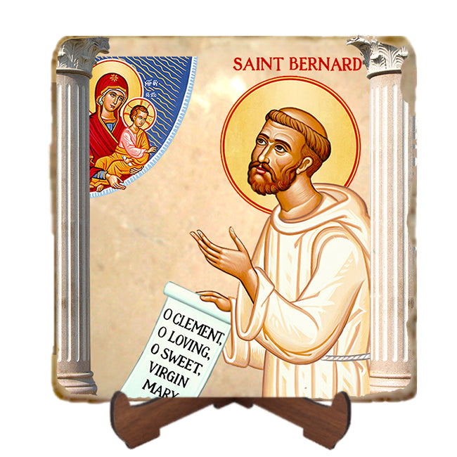 St.Bernard Icon,Men Saints,Marble Icon,Handmade,Prayer gift,Christian Icon