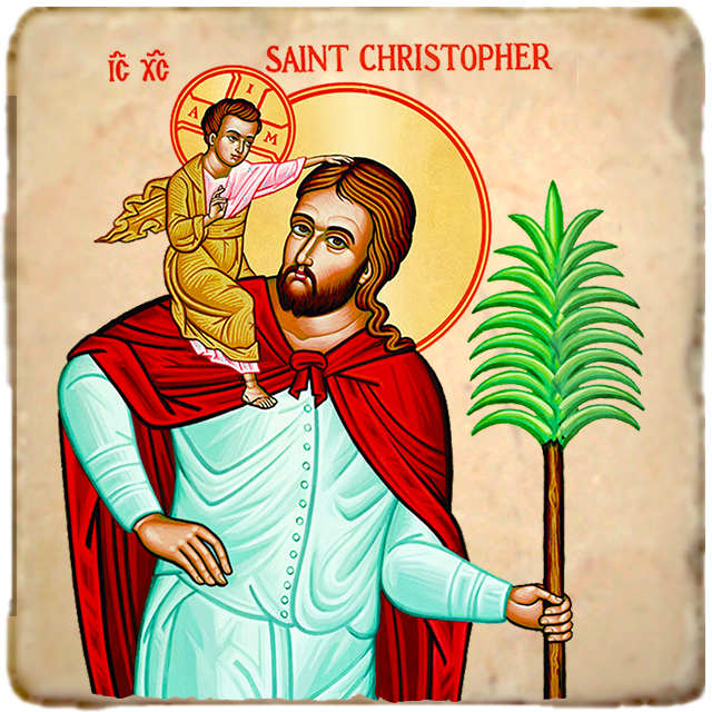 St.Christopher Icon,Men Saints,Marble Icon,Handmade,Prayer gift,Christian Icon