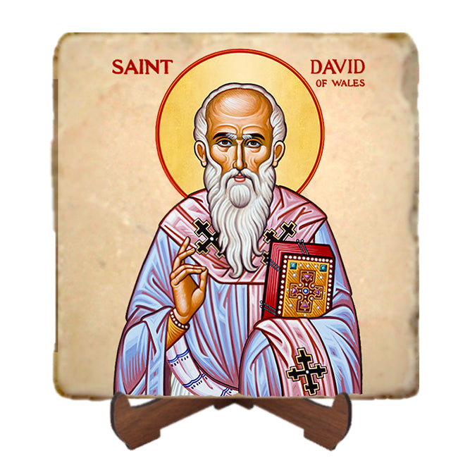 St.David of Wales Icon,Men Saints,Marble Icon,Handmade,Prayer gift,Christian Icon