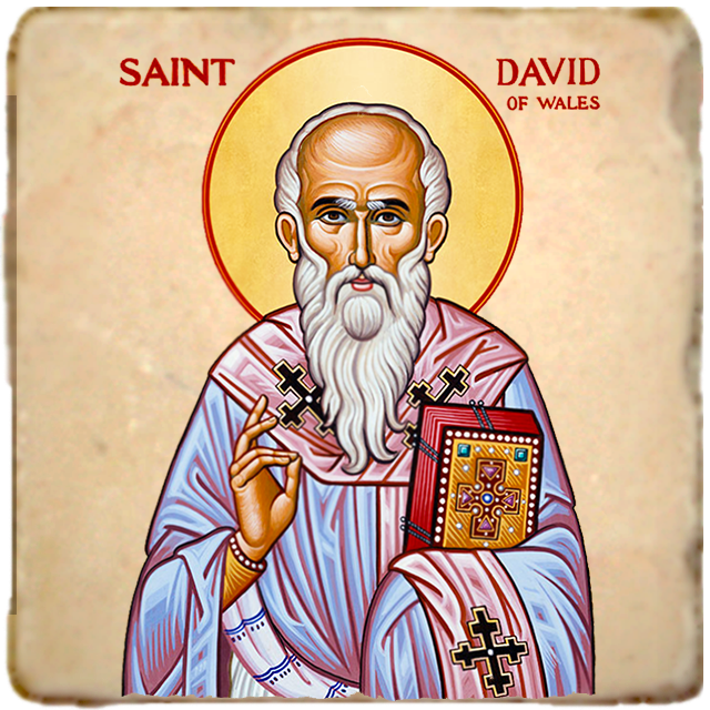 St.David of Wales Icon,Men Saints,Marble Icon,Handmade,Prayer gift,Christian Icon