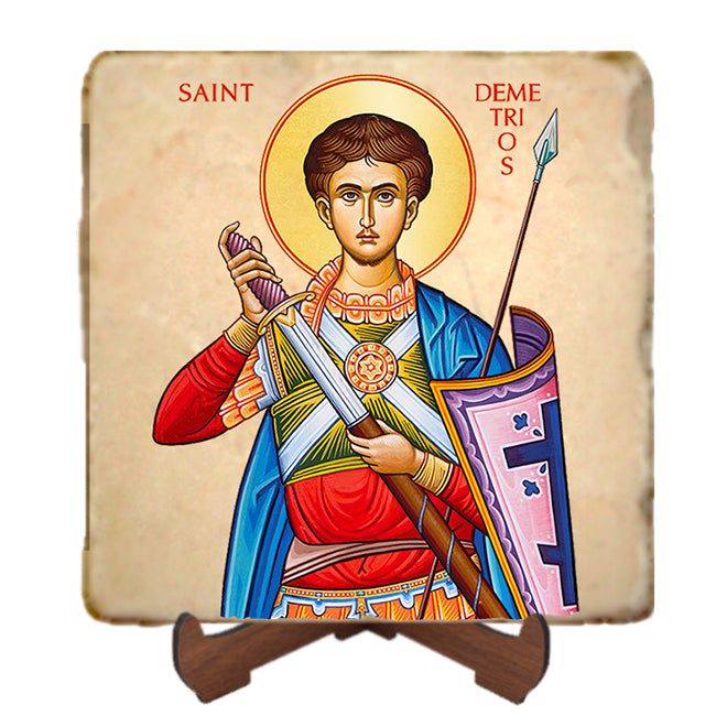 St.Demetrios Icon,Men Saints,Marble Icon,Handmade,Prayer gift,Christian Icon