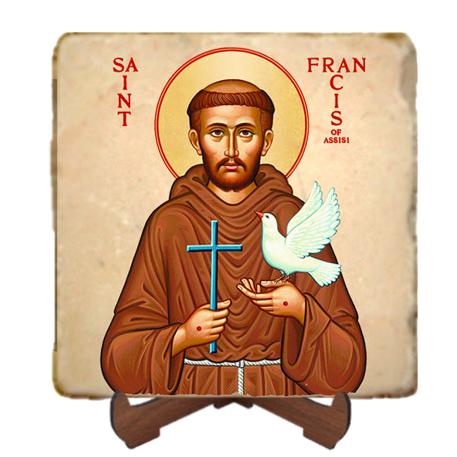St.Francis Icon,Men Saints,Marble Icon,Handmade,Prayer gift,Christian Icon