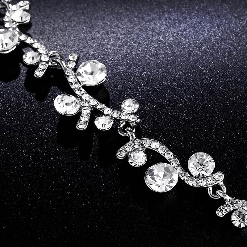 Romantic cubic zirconia silver necklace earrings set