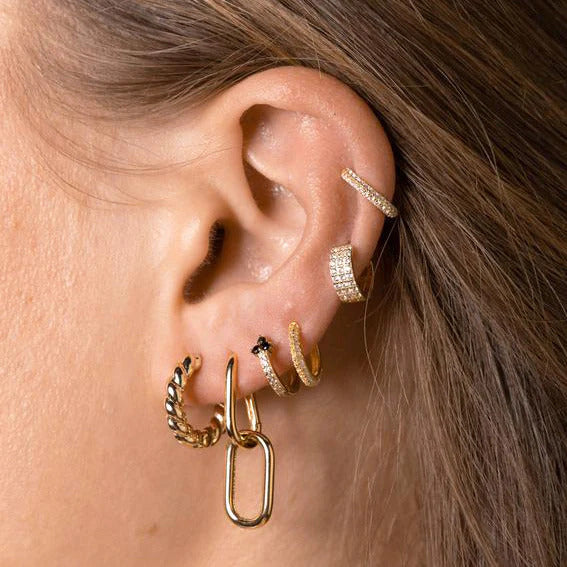 Dainty Cabled Chunky Huggie Hoop Earrings