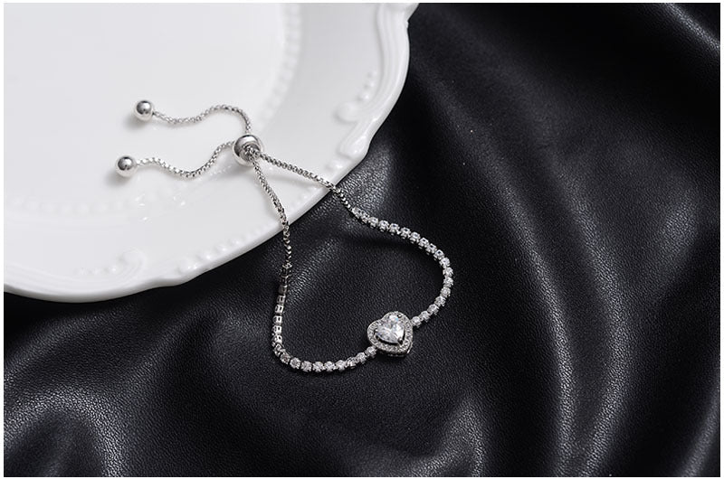 Diamond Heart White Gold Bracelet