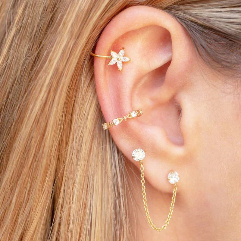 1 Piece Conch ear cuff earrings with zirconia and balls