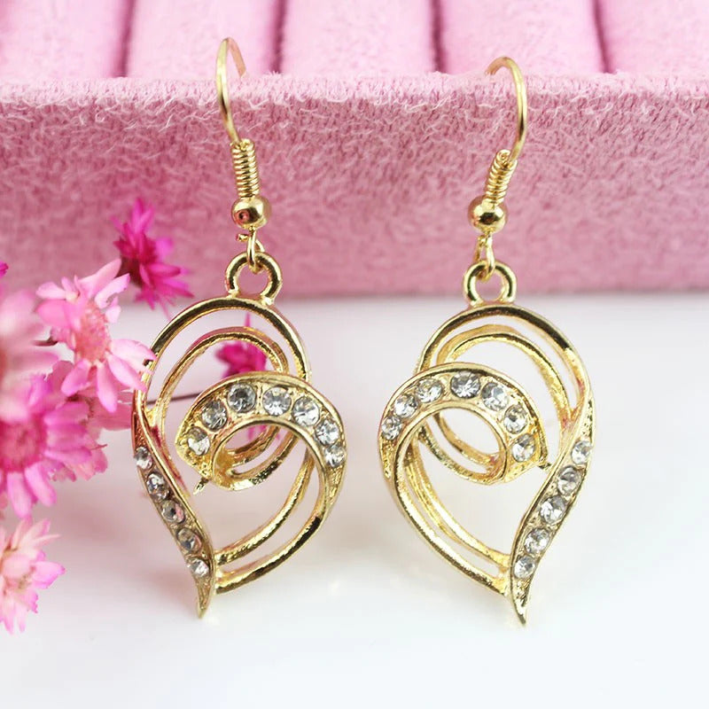 Gold crystal stone heart design women’s jewelry set