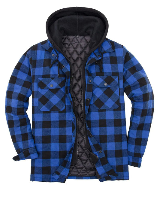 Men's Blue Coat with Removable Hood - Denoss