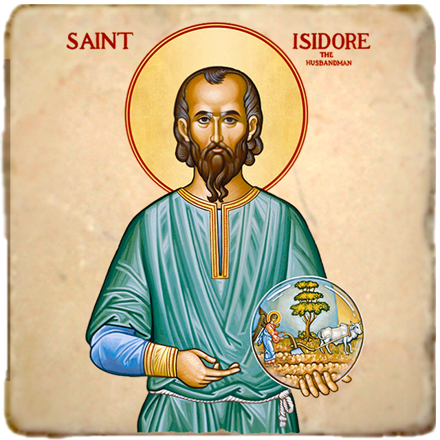 St.Isidore the Farmer Icon,Men Saints,Marble Icon,Handmade,Prayer gift,Christian Icon