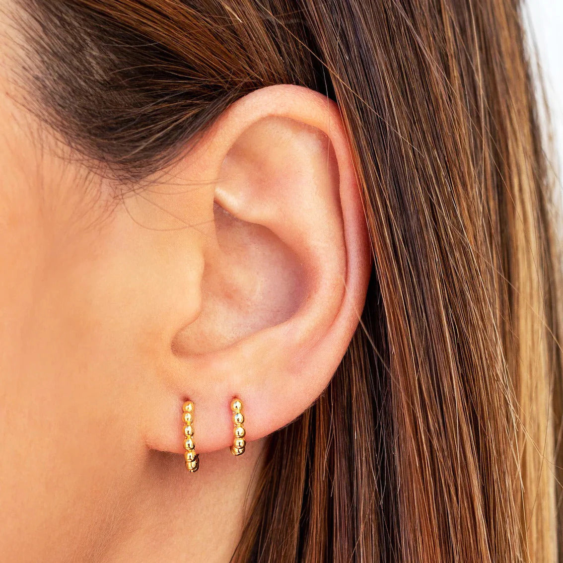 Tiny Beaded Huggie Hoop Earrings