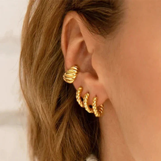 Dainty Cabled Chunky Huggie Hoop Earrings