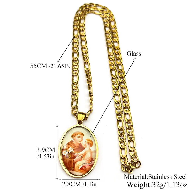 St.Padua,Christian Necklace,Religious Gift Jewelry