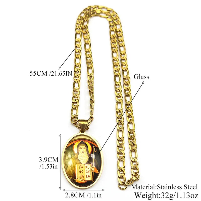 St.Benedict,Catholic,Christian Necklace,Religious Gift Jewelry