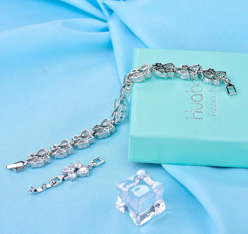 Shining White Gold Bracelet with Zircon Stones
