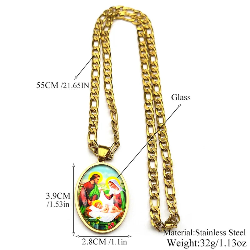 Virgin Mary and Jesus Nativity,Catholic,Christian Necklace,Religious Gift Jewelry
