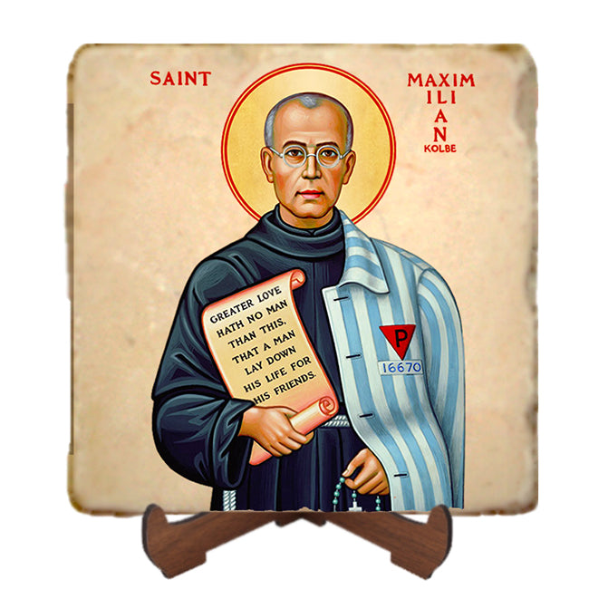 St.Maximilian Kolbe Icon,Men Saints,Marble Icon,Handmade,Prayer gift,Christian Icon