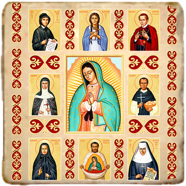 Saints of the Americas Icon,Men,Women Saints,Marble Icon,Handmade,Prayer gift,Christian Icon