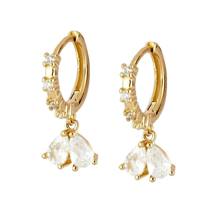 Dainty Crystal Water Drop Hoop Earrings ,CZ Dangling Earrings