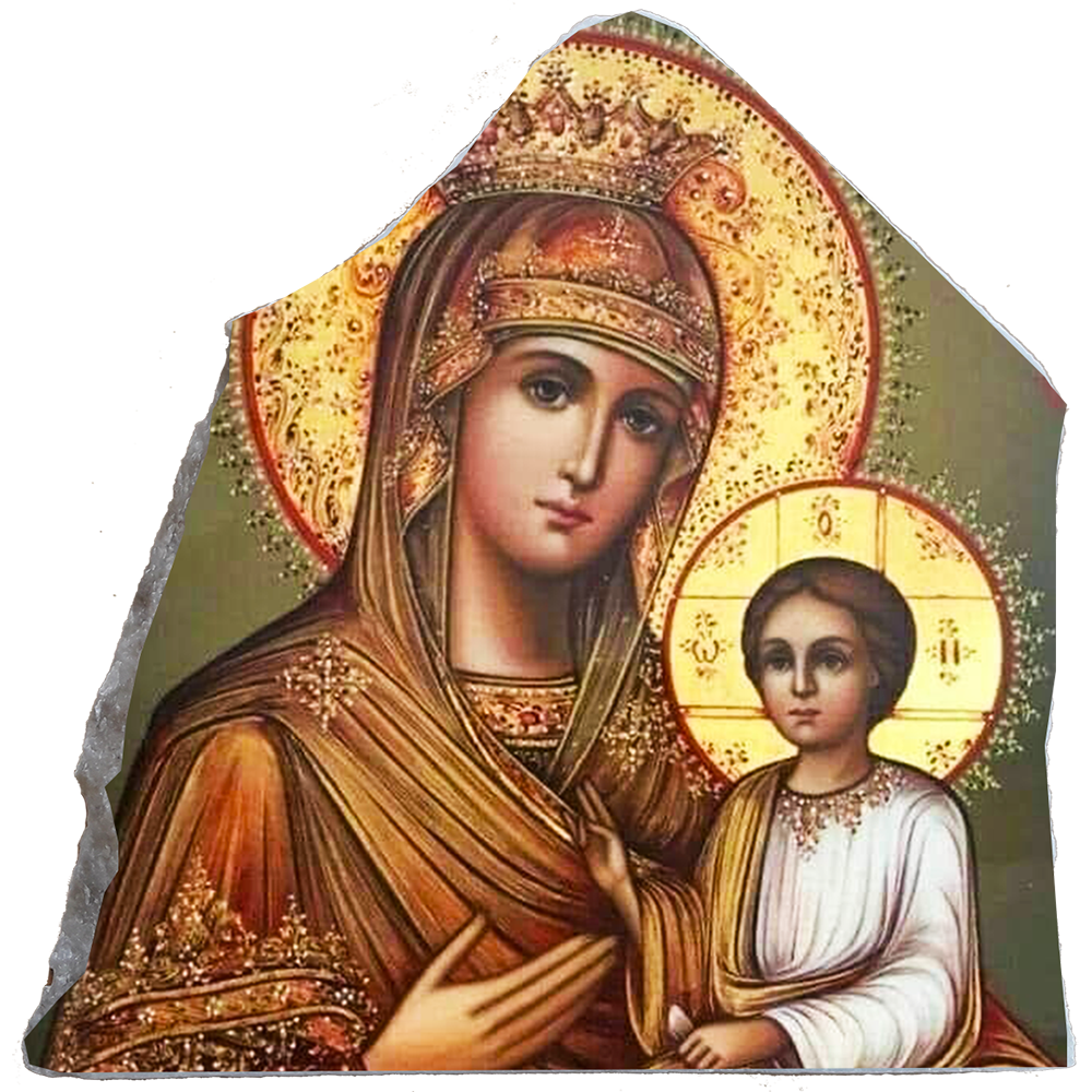 Virgin Mary and Baby Jesus,Christian Gift,Fresco on Antique Marble