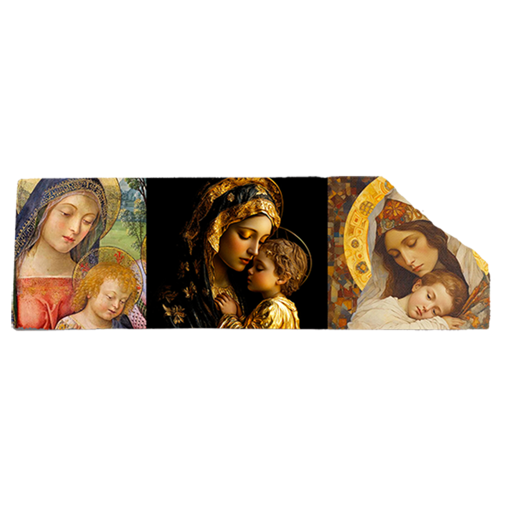 Virgin Mary Parade,Fresco on Antique Marble