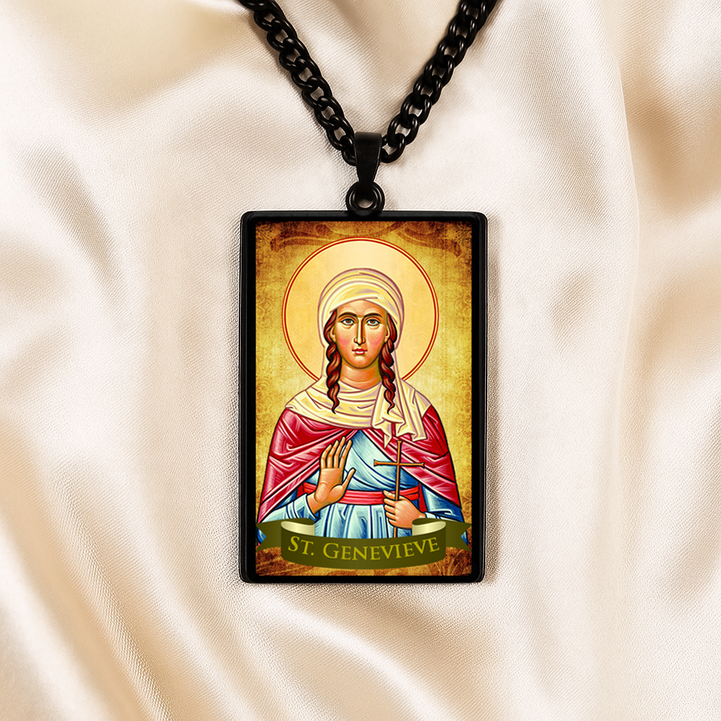 St.Genevieve,Christian necklace,Priest necklace,Saints necklace,Gift necklace