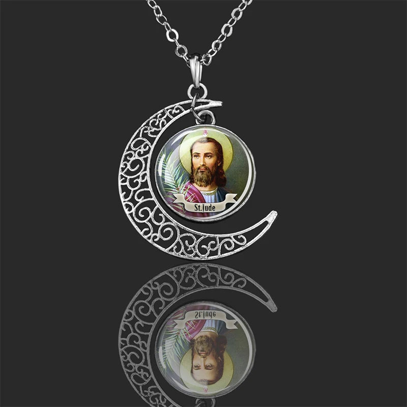 St.Jude,Christian necklace,Priest necklace,Saints Crescent necklace,Gift necklace