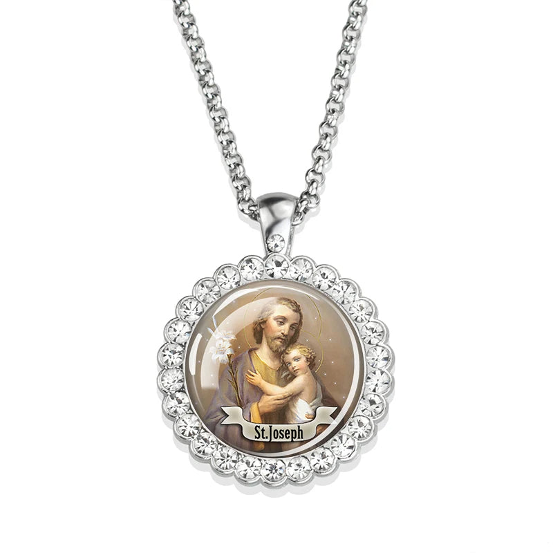 St.Joseph Necklace,Christian Necklace,Religious Jewelry