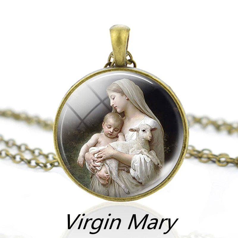 Virgin Mary Pendant Necklace,Christian Necklace,Religious Jewelry