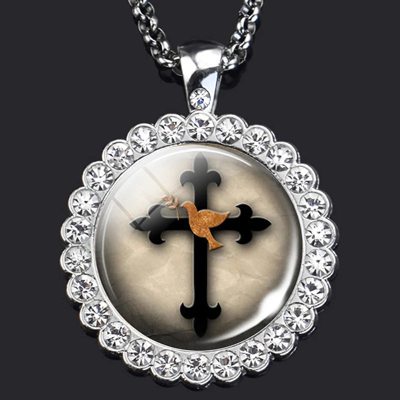 St.Lucy Cross Christian necklace,Priest necklace,Gift necklace
