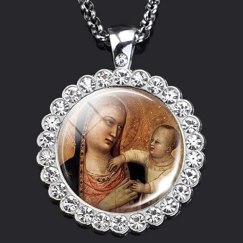 Virgin Mary and Jesus Christian necklace,Priest necklace,Gift necklace
