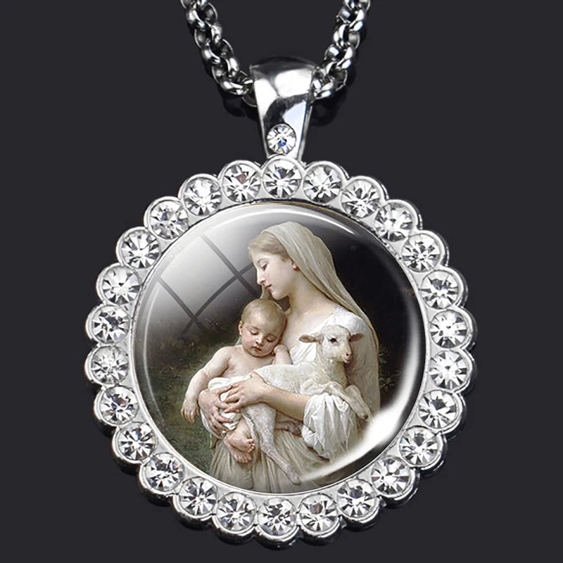 Virgin Mary Blessed Mother Christian necklace,Priest necklace,Gift necklace
