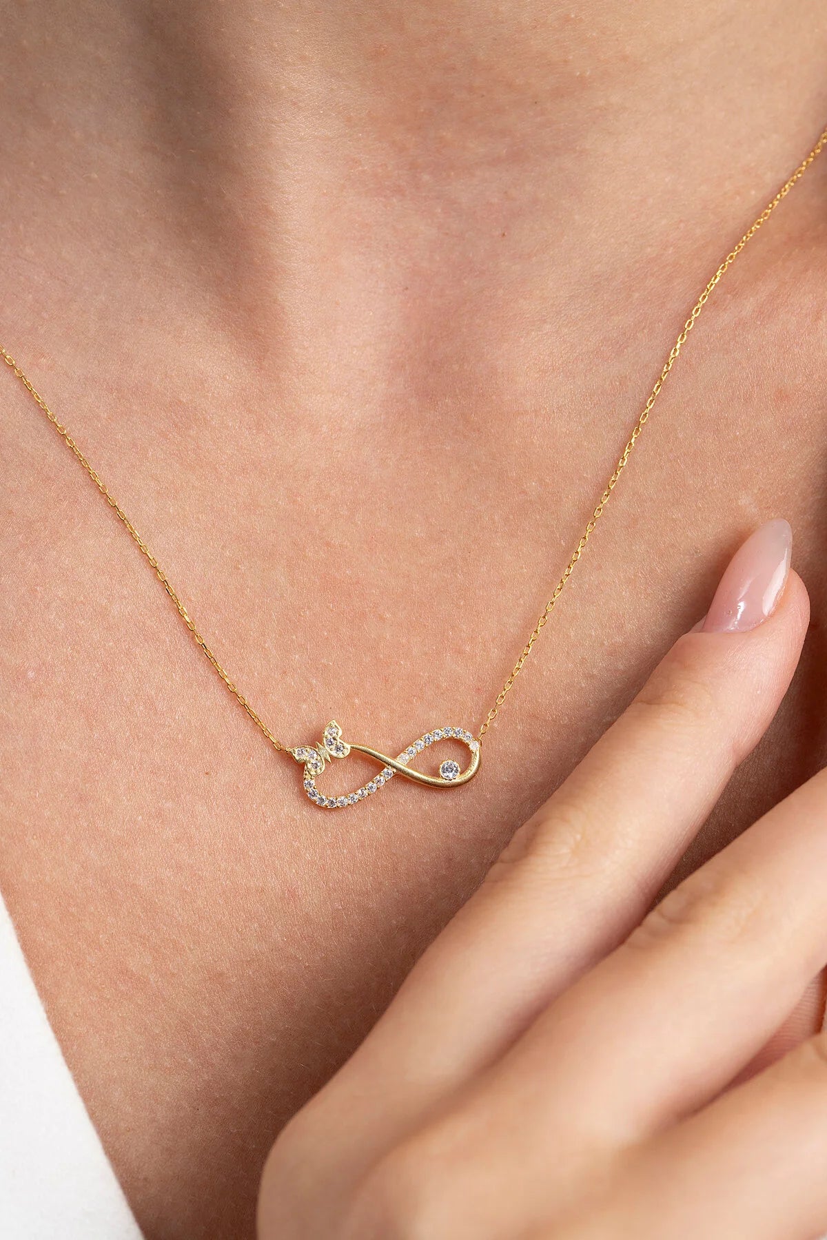 Infinity Butterfly 925 Sterling Silver Necklace