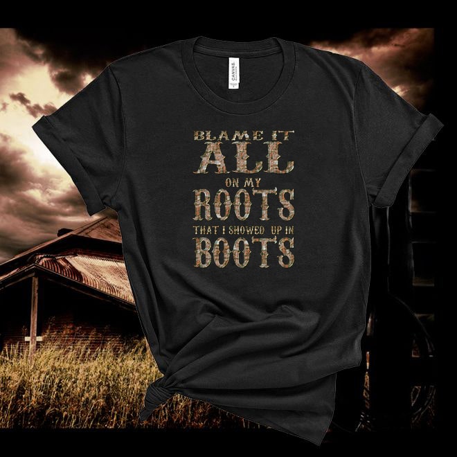 Garth Brooks Tshirt,Inspired Lyrics Blame It All On My Roots Country Lyric Tshirt
