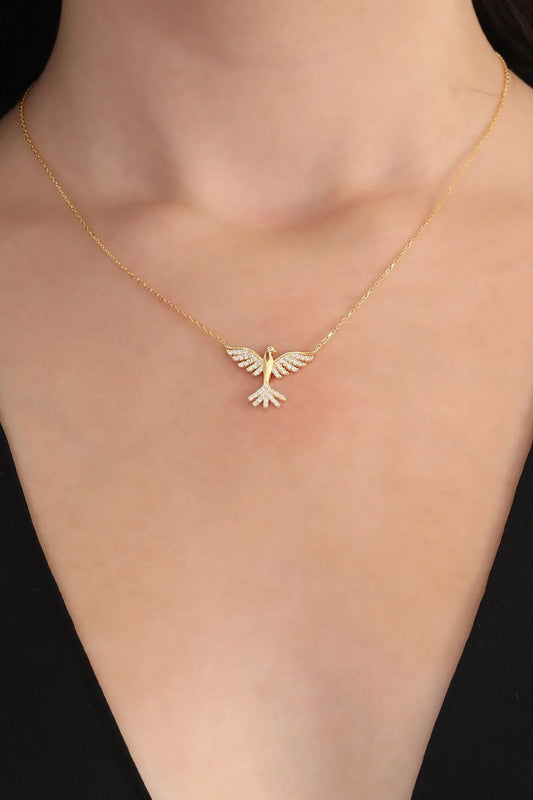 925 Sterling Silver Chain Gold Phoenix Necklace