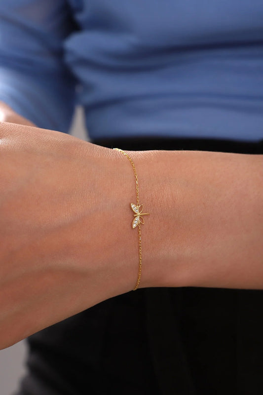925 Sterling Silver Chain Dragonfly Gold-Silver Bracelet