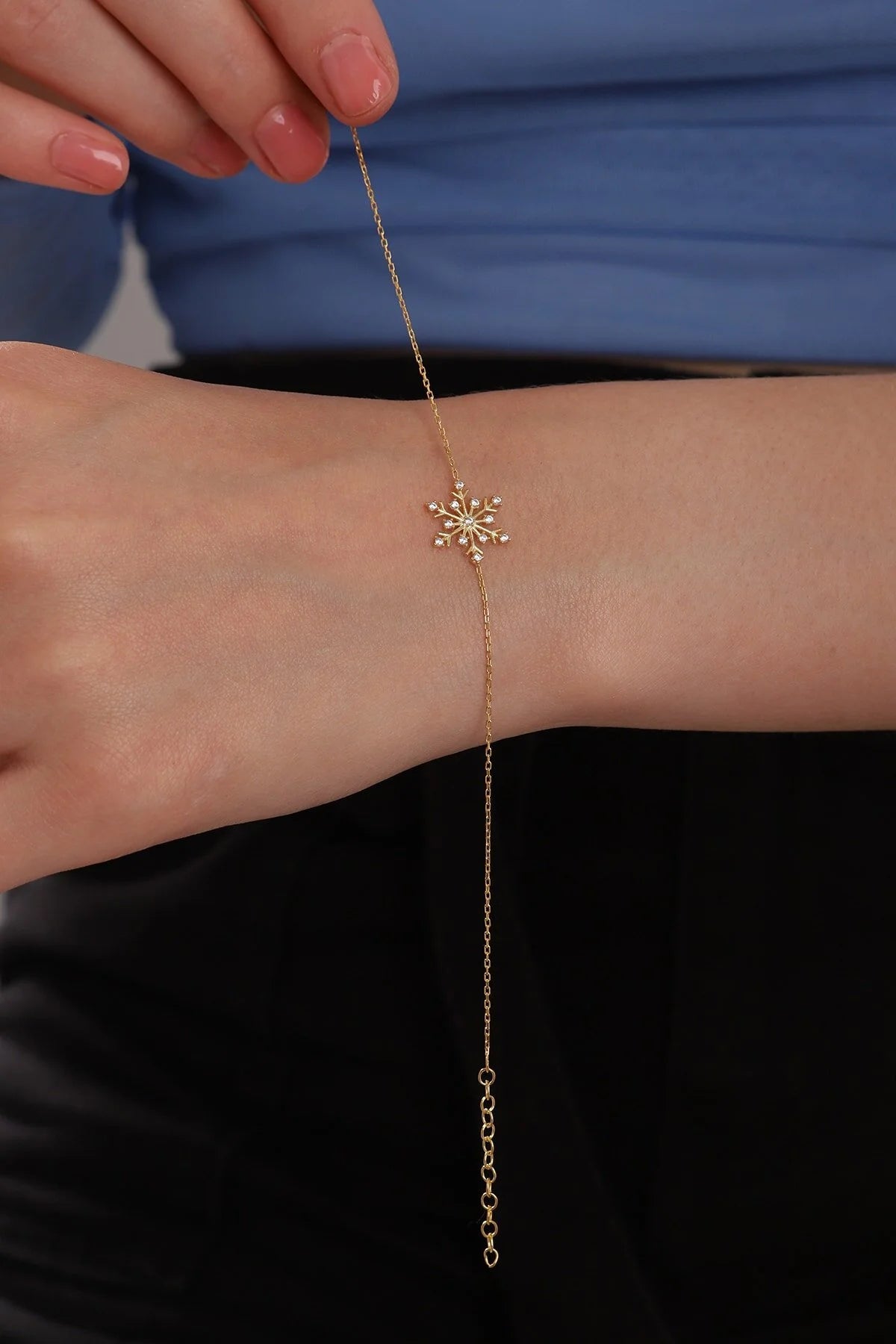 925 Sterling Silver Chain Snowflake Gold-Silver Bracelet