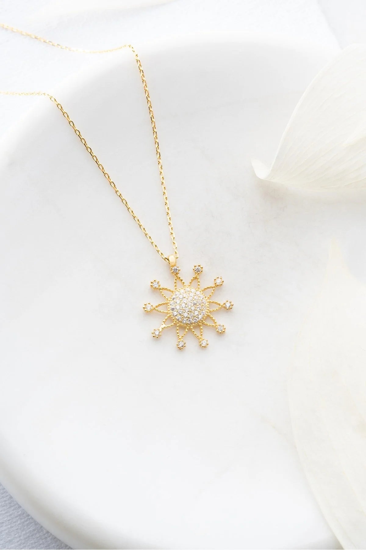 925 Sterling Silver Chain Sun Necklace