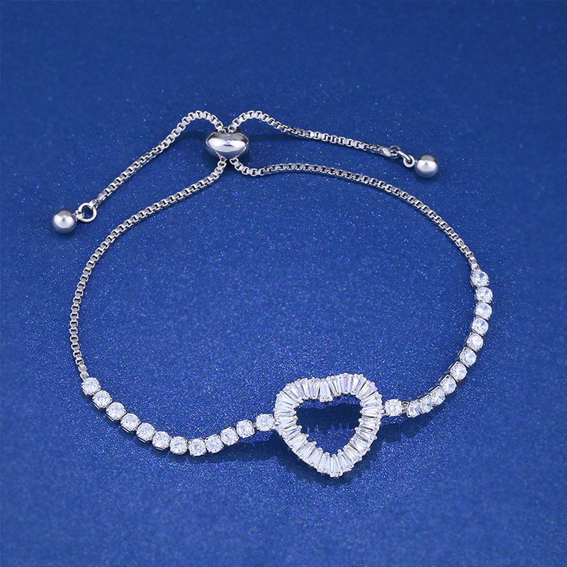 Zircon Silver Heart Bracelet