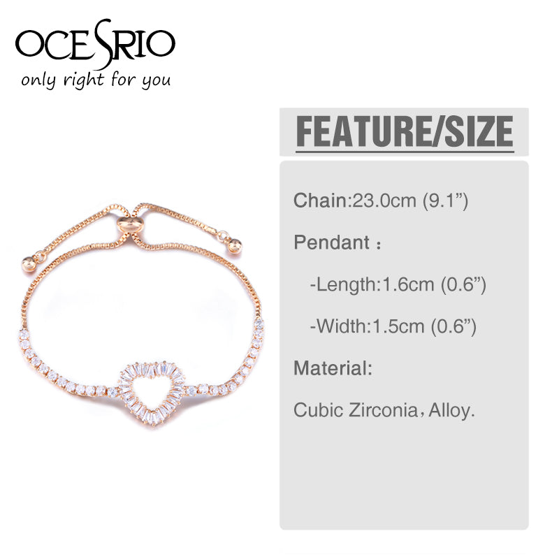 Zircon Gold Heart Bracelet