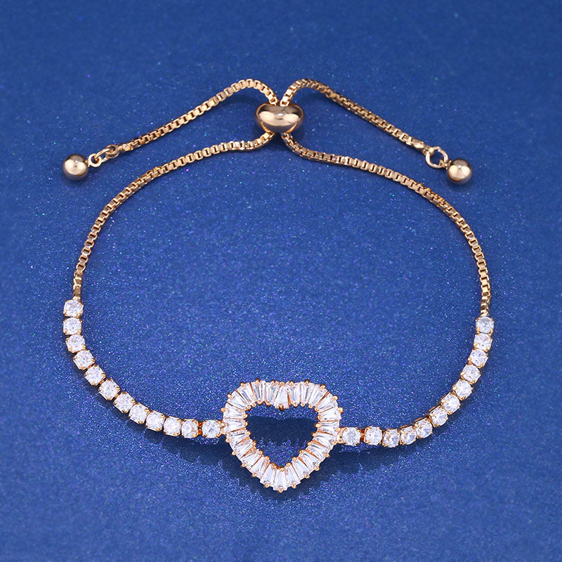 Zircon Gold Heart Bracelet