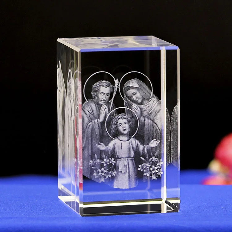 Holy Family Crystal Laser Engrave Religious gift,Home Decor