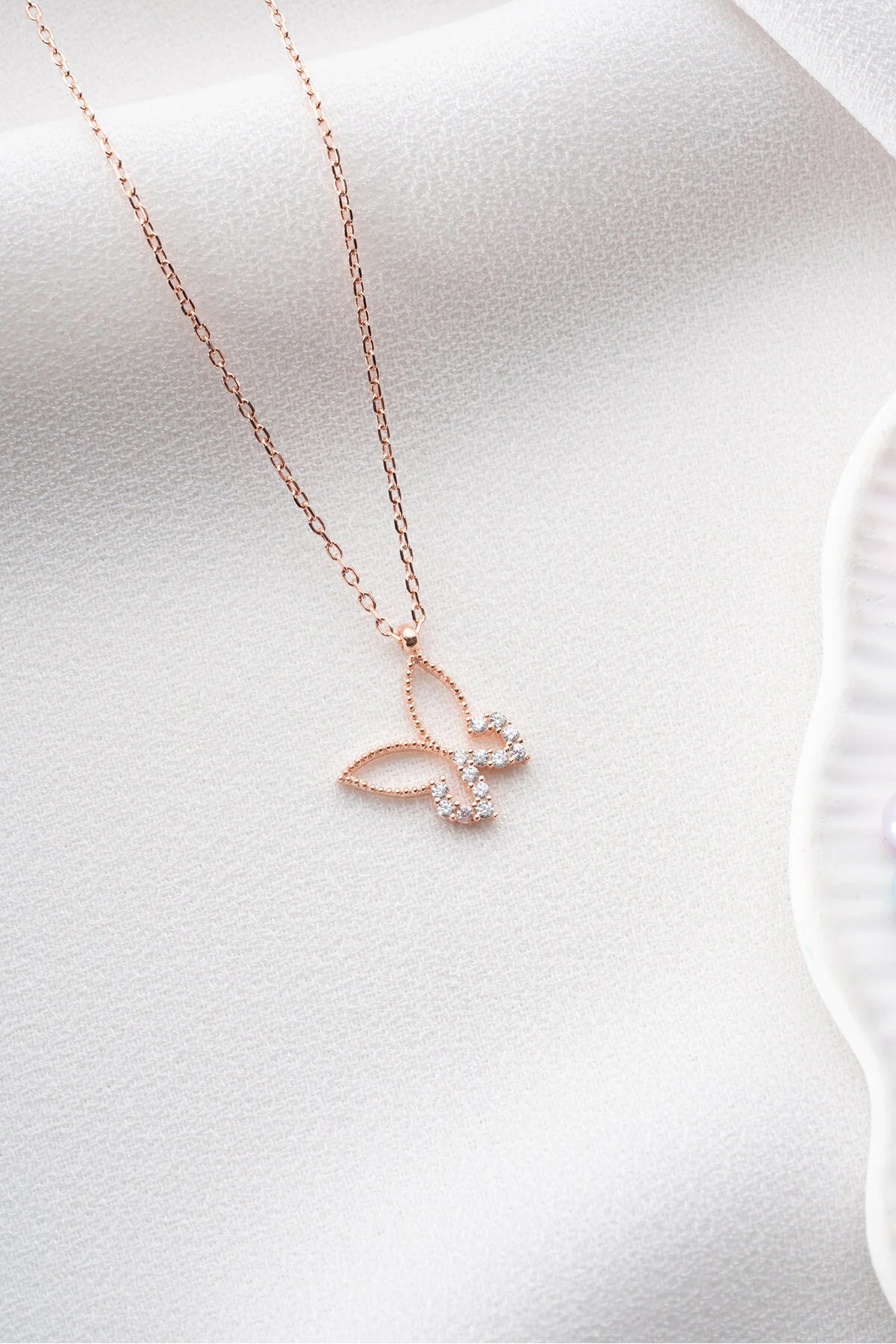 925 Sterling Silver Chain Zircon Butterfly Necklace