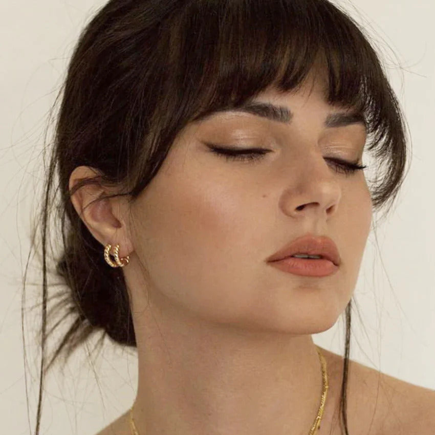 Dainty Cabled Chunky Huggie Hoop Earrings