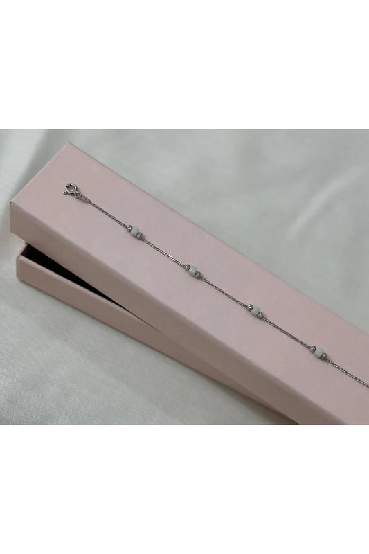 Elegant 925 Sterling Silver Bracelet with Square Cut Stones