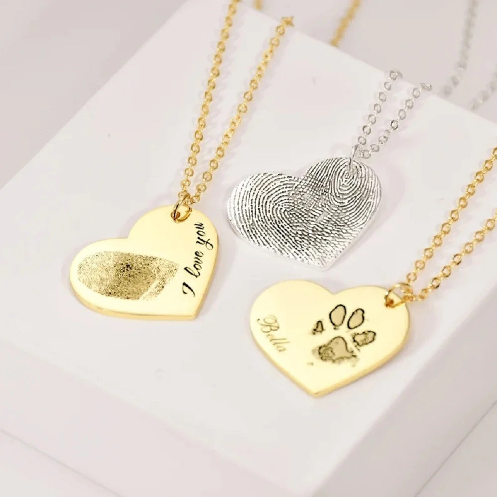 Custom Heart Fingerprint Necklace