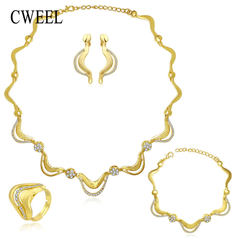 Geometric stylish design gold plated women’s jewelry set
