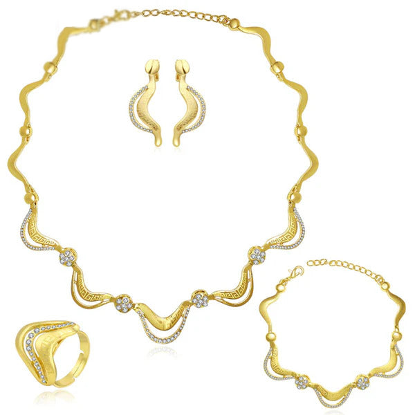 Geometric stylish design gold plated women’s jewelry set